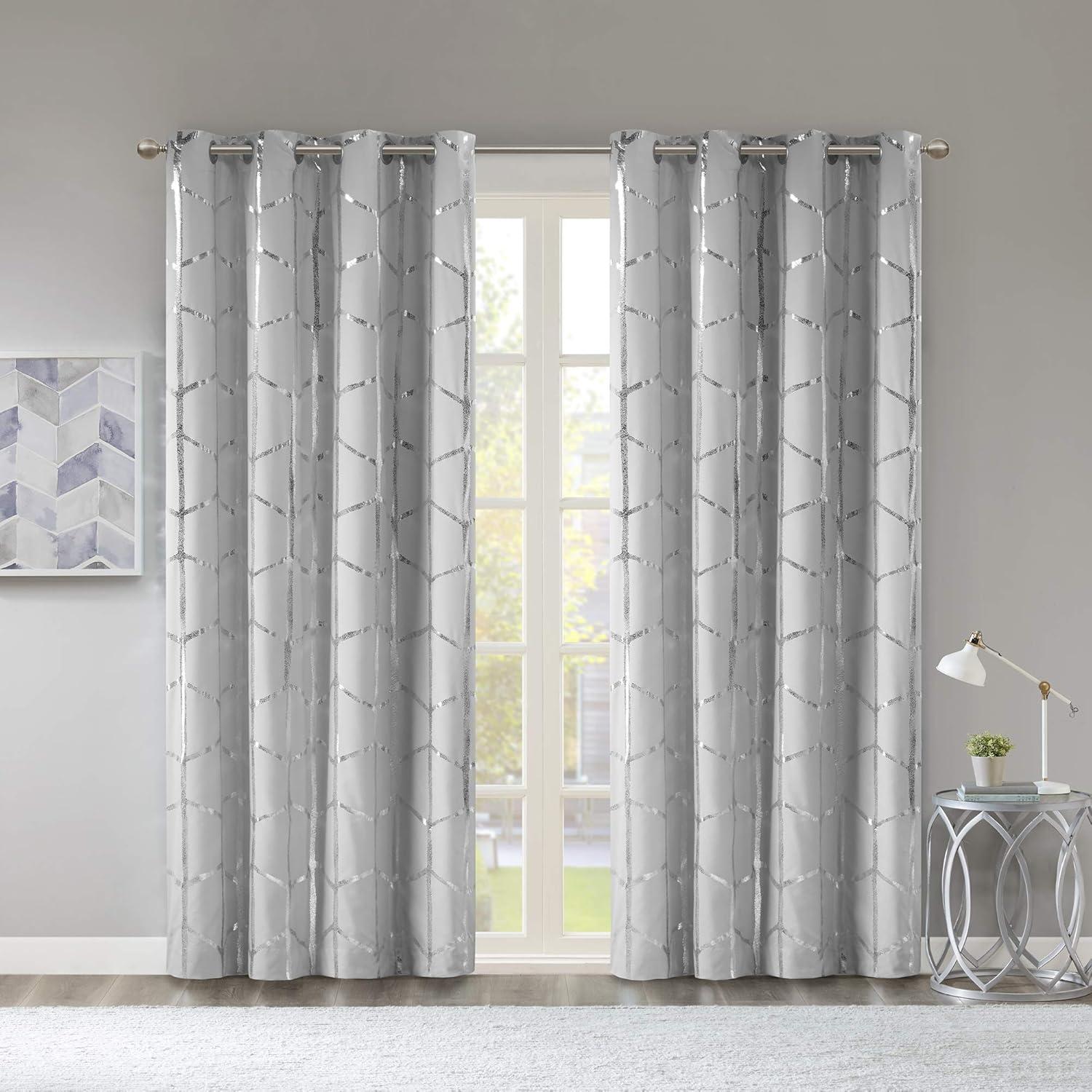 Intelligent Design Raina Geometric Total Blackout Grommet Single Curtain Panel