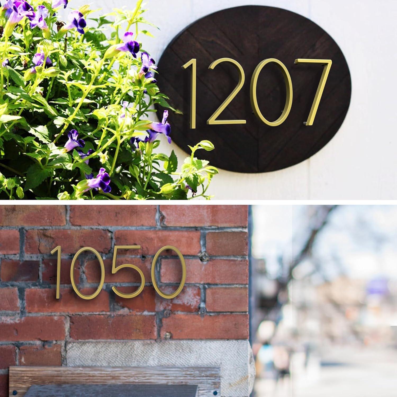 HASWARE House Number 3 inch (7.5 cm) Self Adhesive Letters Apartment Door Numbers Street Address Plaque Home Stylish Decor, Acrylic(7, Golden)