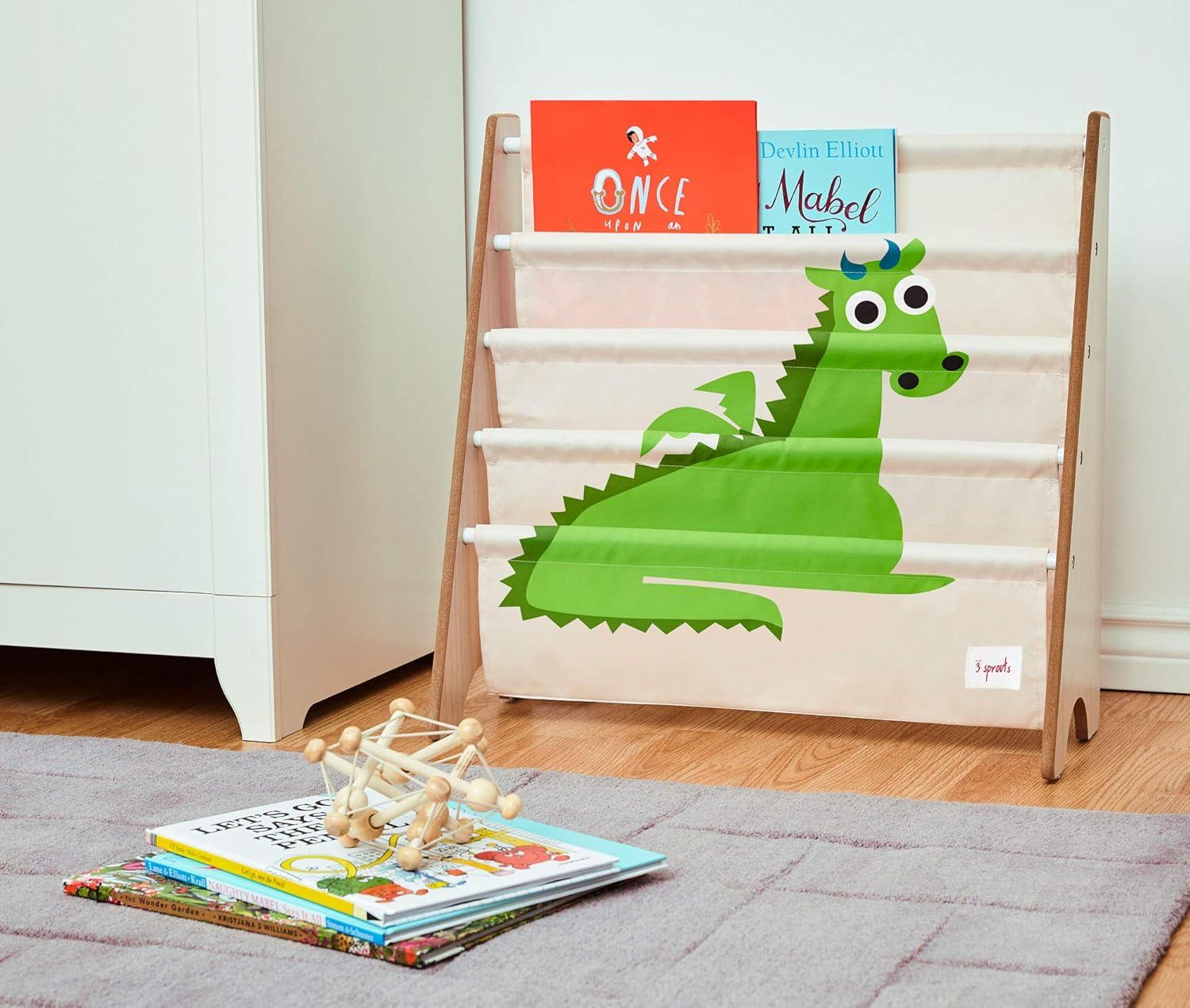 3 Sprouts Kids Storage Organizer Baby Room Bookcase Furniture, Green Dragon