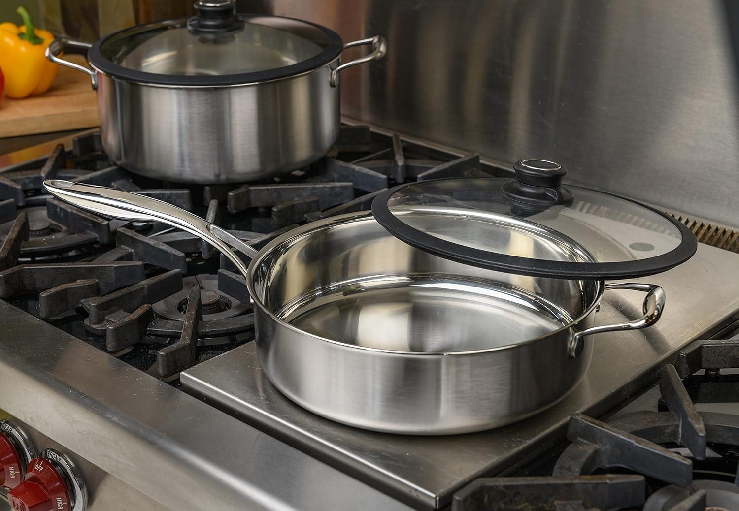 Frieling 4.5 Quarts Non-Stick Stainless Steel Saute Pan with Lid