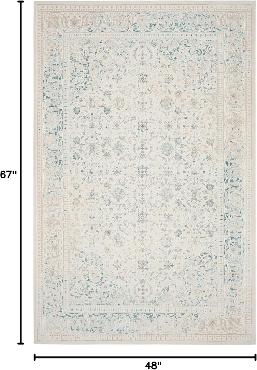 SAFAVIEH Passion Collection Area Rug - 8' x 11', Turquoise & Ivory, Vintage Distressed Design, Non-Shedding & Easy Care, Ideal for High Traffic Areas in Living Room, Bedroom (PAS405B)