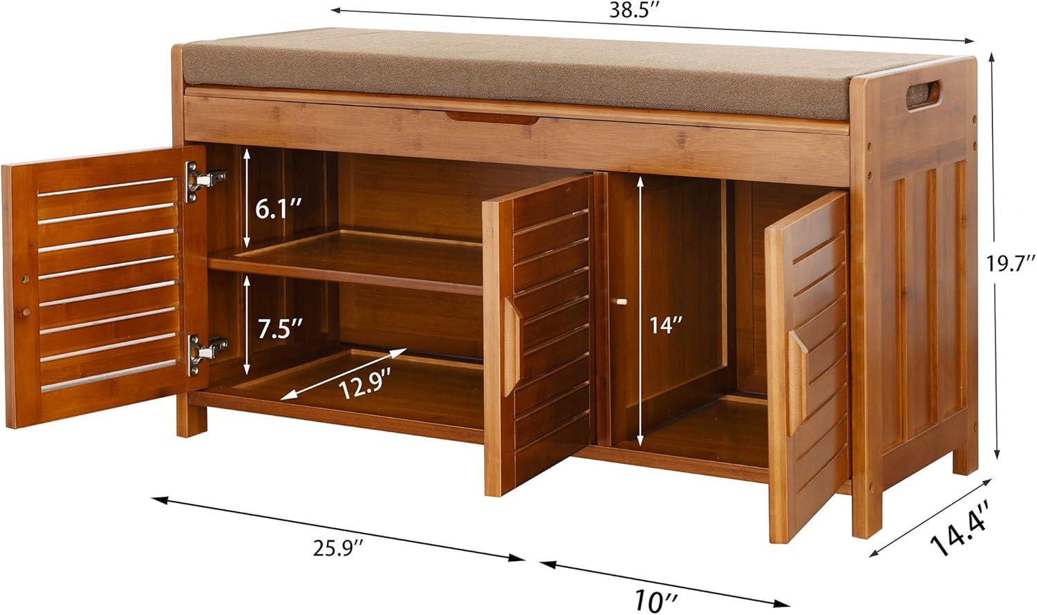 POJPION Shoe Storage Rack Bench for Entryway Window & Outdoor Bench Boot Organizing Detachable Cushion with Hidden Storage Compartment