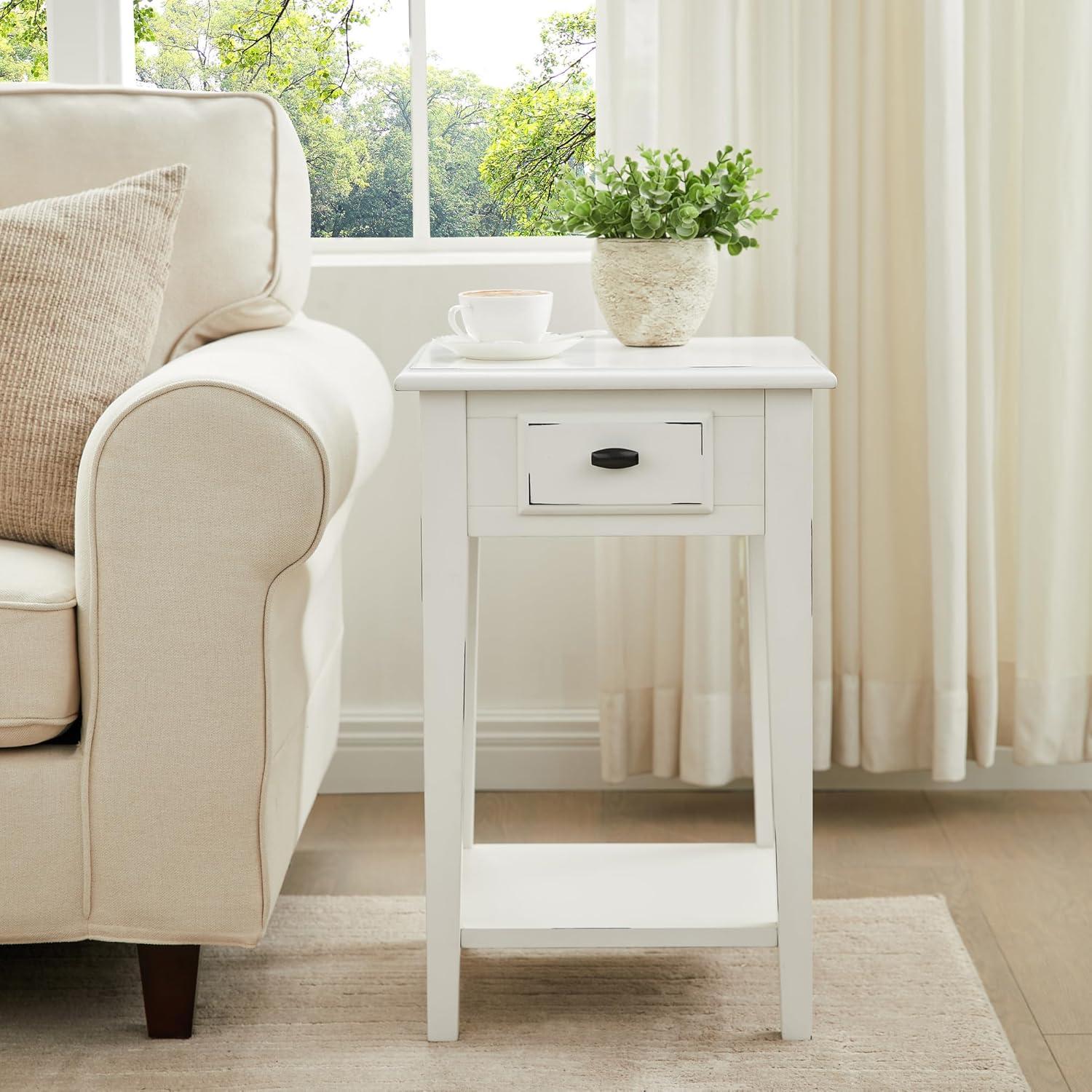 Leick Home Haven Ridge Square End Table in Farmhouse White