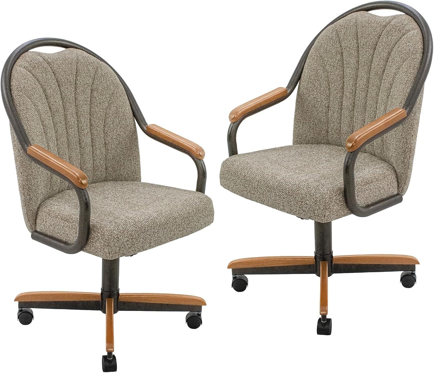 Chromcraft Douglas Swivel Dining Chair in Chestnut and Texture Bronze (Set of 2)