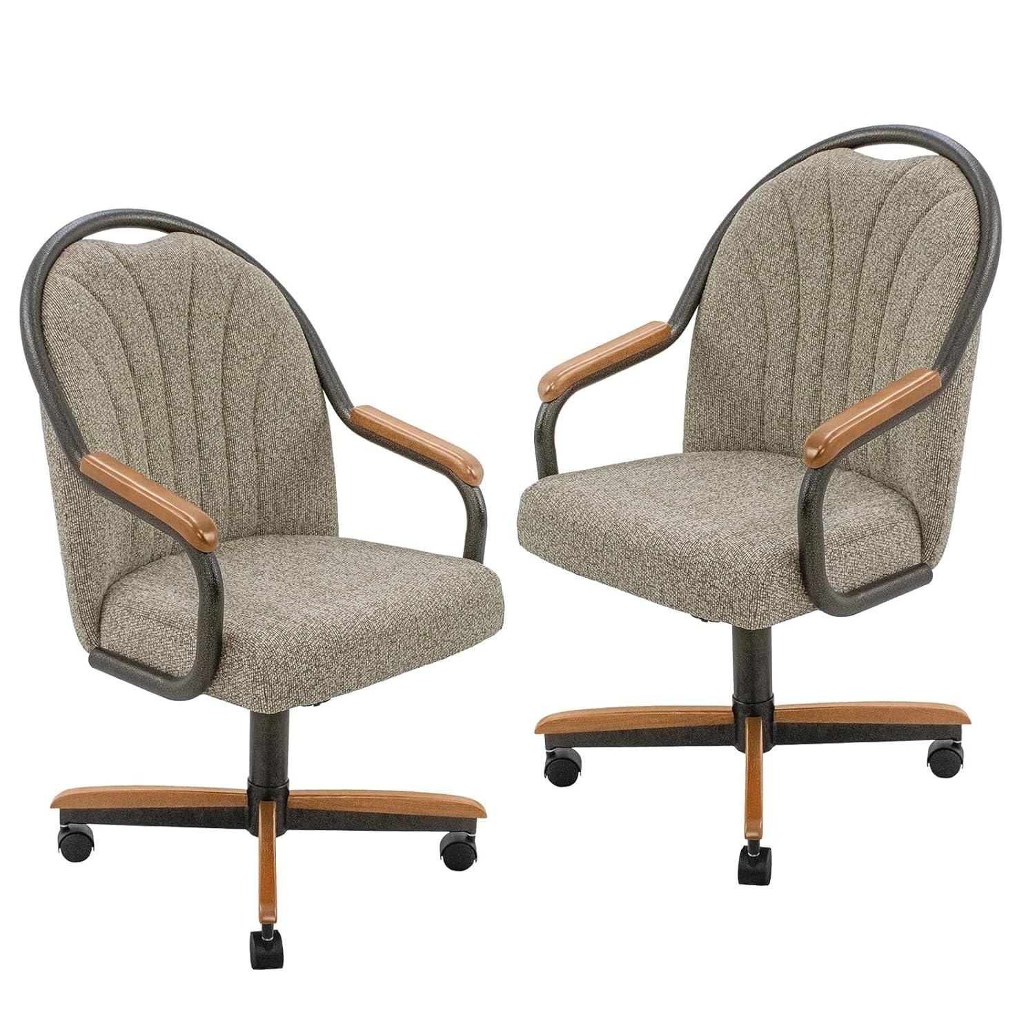 Chromcraft Douglas Swivel Dining Chair in Chestnut and Texture Bronze (Set of 2)