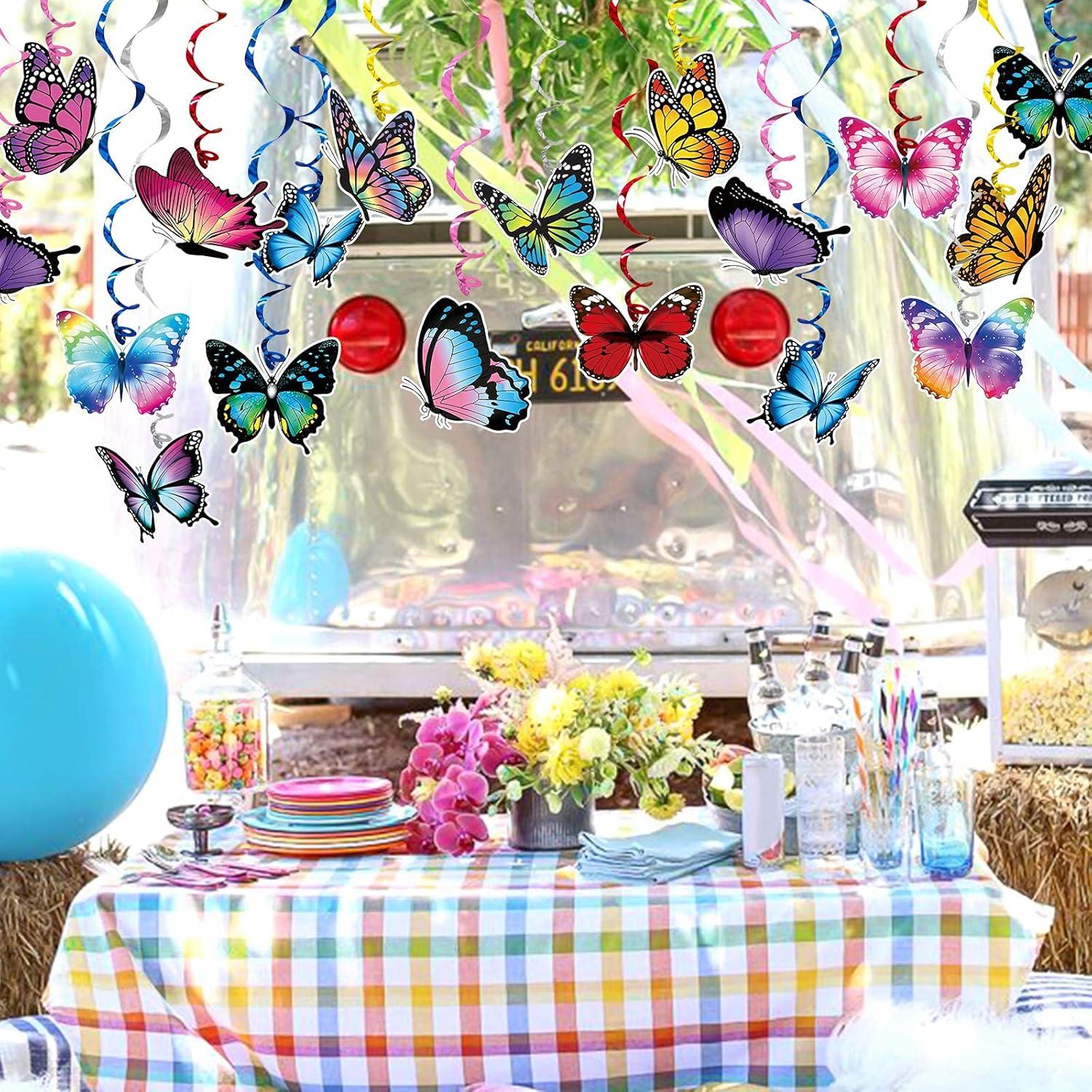 Fumwase 30 Pcs Butterfly Hanging Swirl Decorations Hanging Butterfly Party Decoration for Baby Shower Party Wedding Room Spring Summer Garden Party Wall Decor