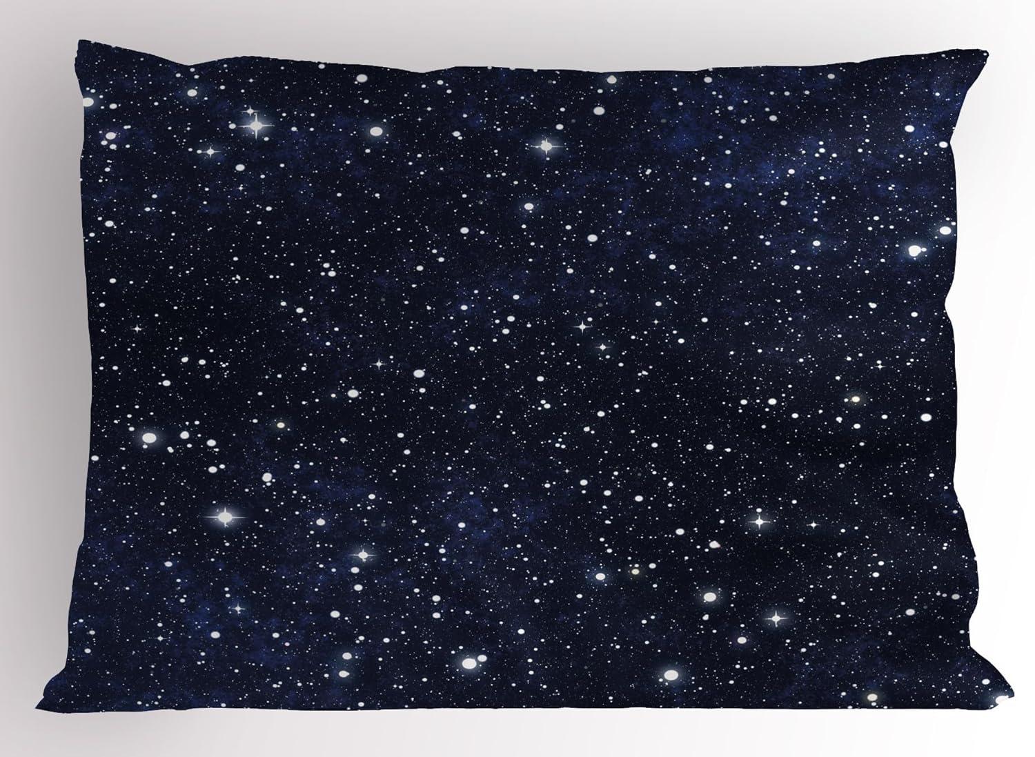 King Size Dark Blue Celestial Polyester Pillow Sham