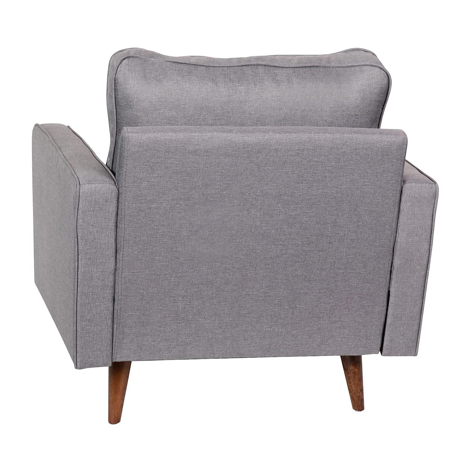 Flash Furniture Hudson Mid-Century Modern Commercial Grade Armchair with Tufted Faux Linen Upholstery & Solid Wood Legs in Slate Gray