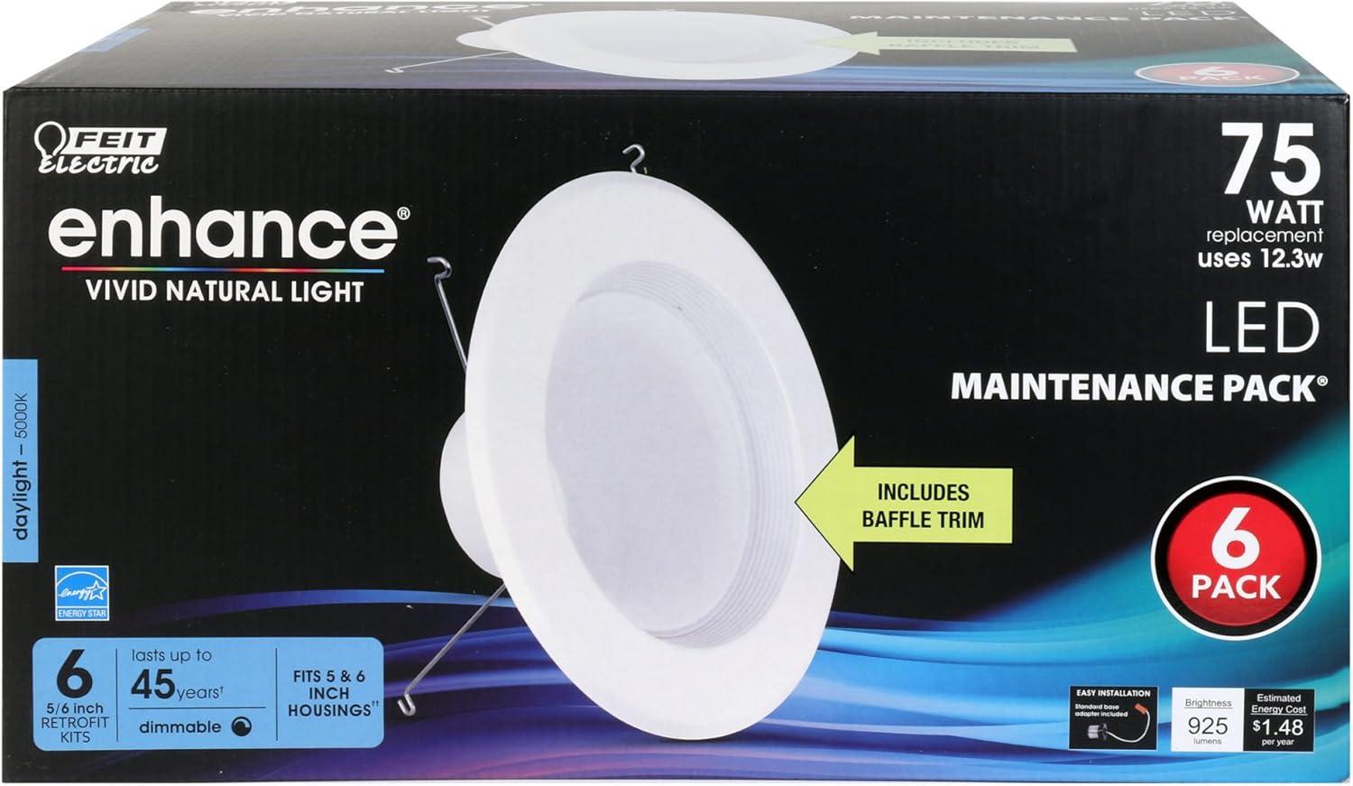 Feit Electric Enhance White 5-6 in. W LED Dimmable Recessed Downlight 12.3 W