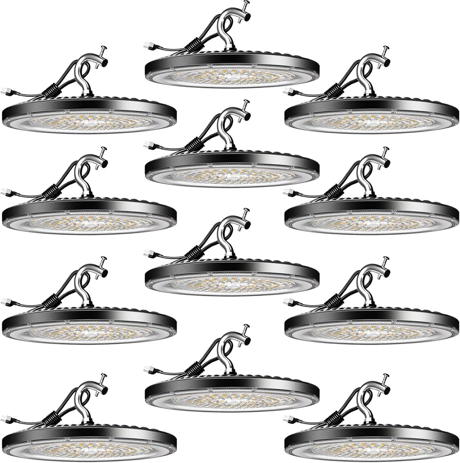 Lightdot 100W LED High Bay Light for Shop/Barn 5000K 14000LM (Eqv. to 400W HPS/MH) High Bay LED Lights with Plug for Commercial Warehouse Lighting-ETL Listed 5Pack