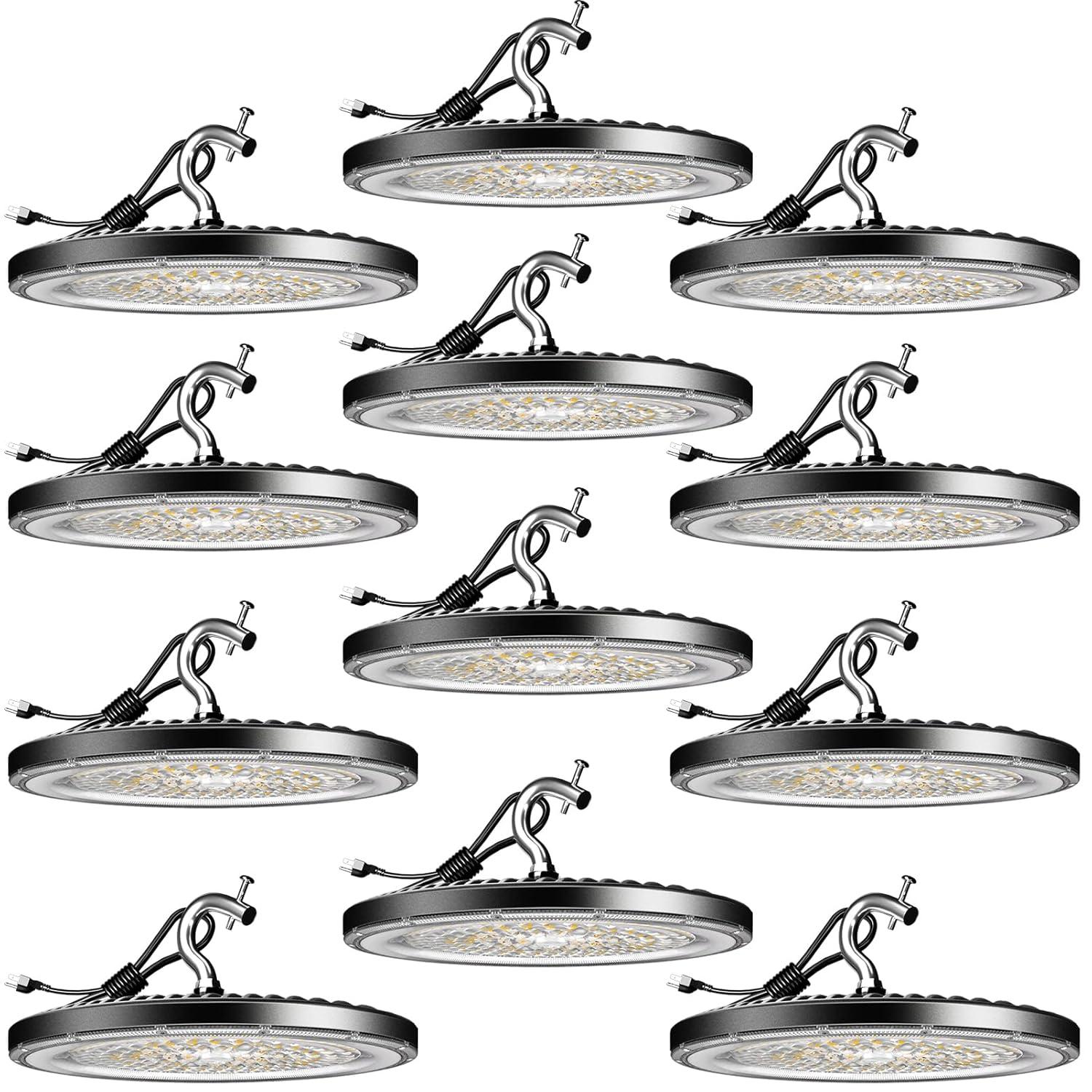 Lightdot 100W LED High Bay Light for Shop/Barn 5000K 14000LM (Eqv. to 400W HPS/MH) High Bay LED Lights with Plug for Commercial Warehouse Lighting-ETL Listed 5Pack