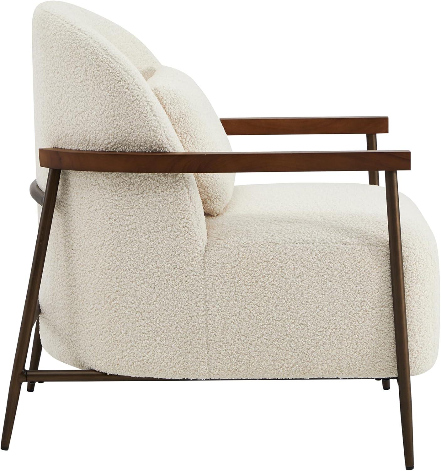Quiteria Camel Fabric Accent Chair with Solid Wood and Metal Frame