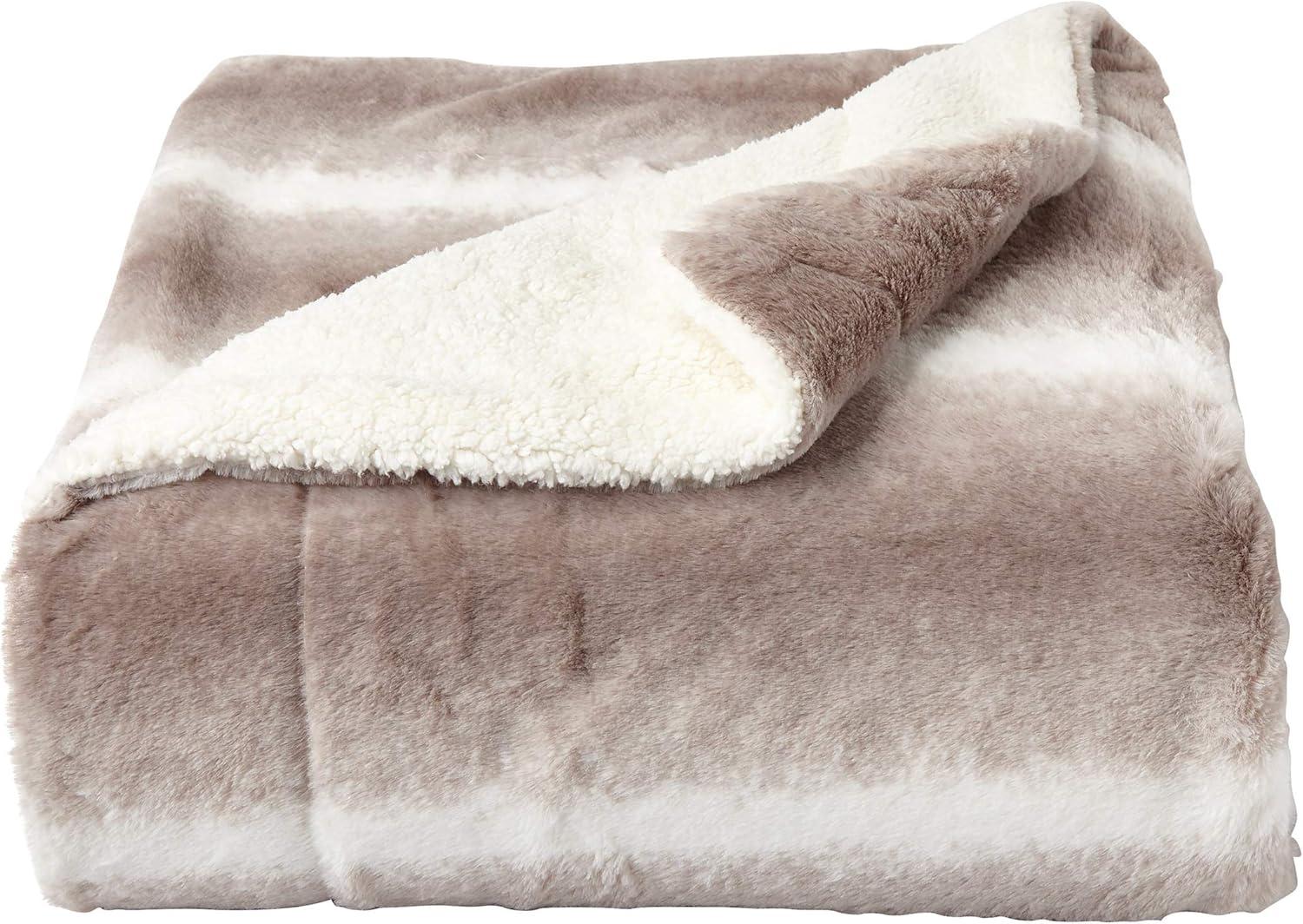 Soft Hypoallergenic Faux Rabbit Fur Blanket with Sherpa Back for Couch Throw Luxurious Cream Beige - 60 x 70 in.