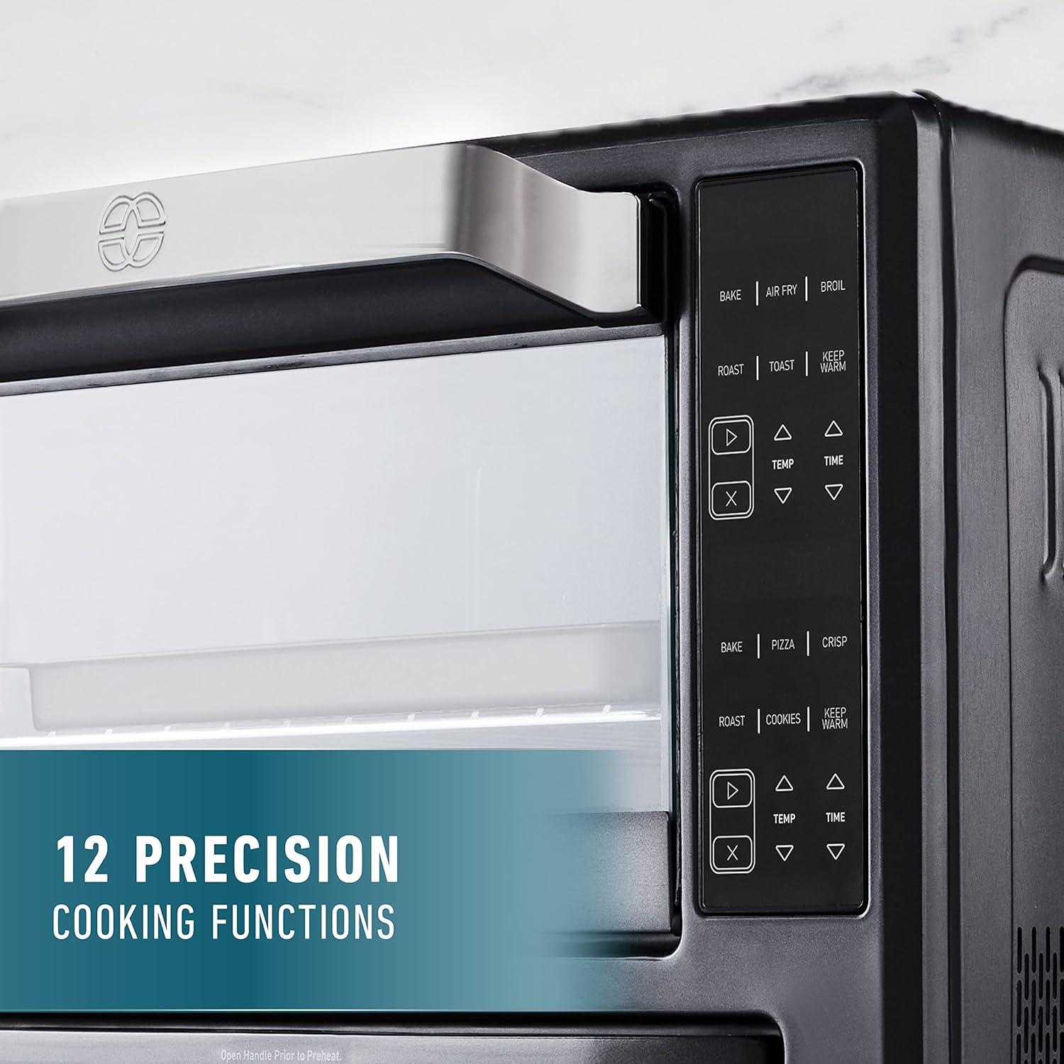 Calphalon Performance 12-in-1 Air Fry Toaster Oven with Dual Zone 12" Pizza Drawer Oven combo,Digital Precision Controls, Dark Stainless