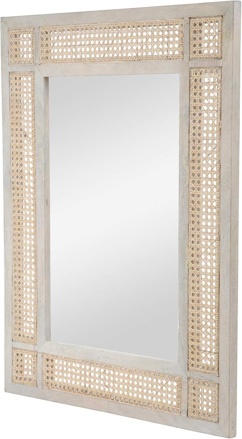 GDF Studio La Sola Boho Handmade Mango Wood and Cane Wall Mirror, Natural