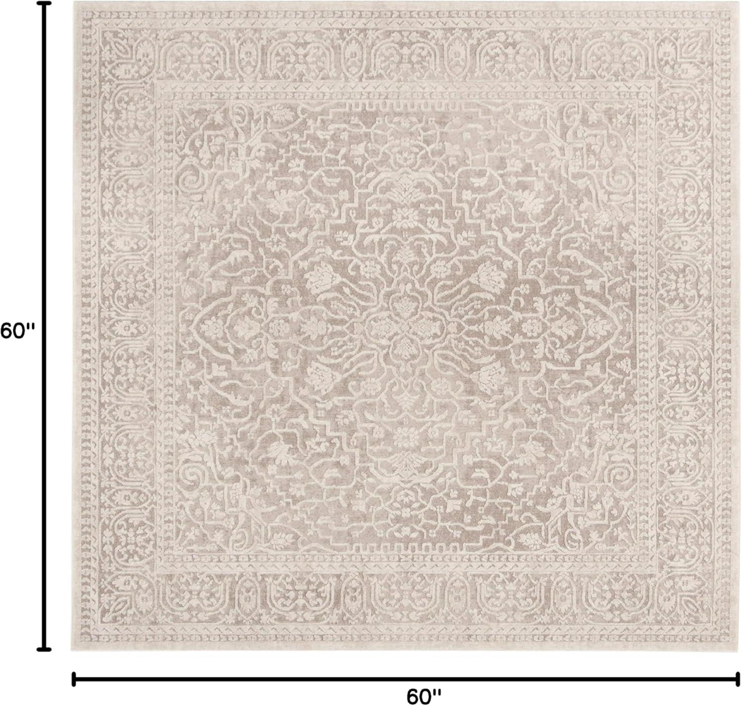 Reflection RFT670 Power Loomed Indoor Area Rug - 5'x5' - Light Grey/Cream - Safavieh