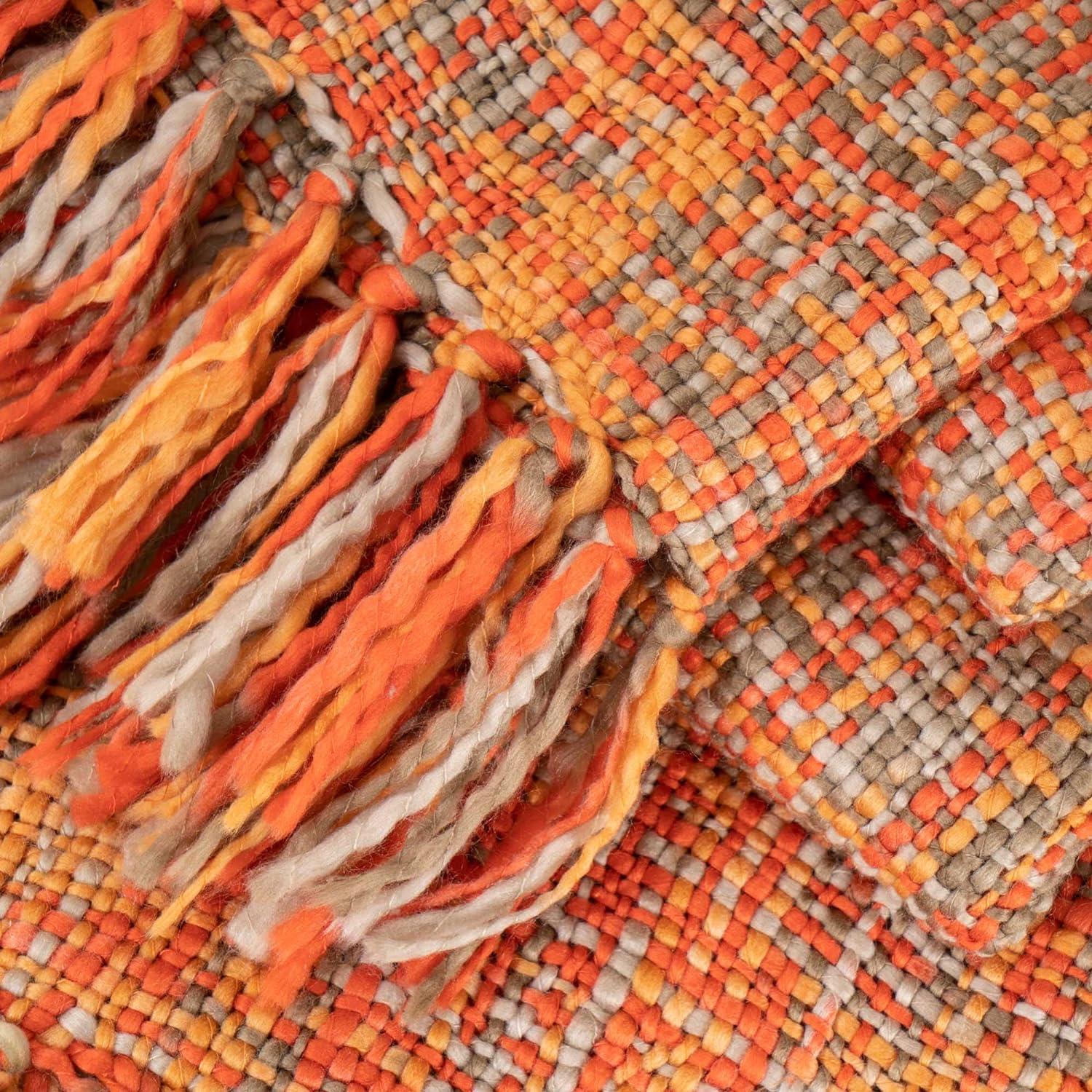 Battilo Home Rust Orange Throw Blanket For Couch, Bed, Boho Colorful Throw With Tassels, Halloween Decor, Fall Home Decor, 50"X60" | Wayfair