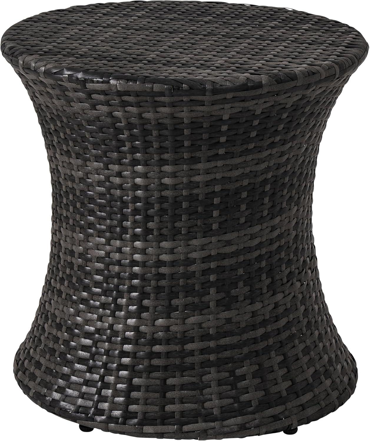 Outdoor Bistro Tables Wicker Side Table for Patio Garden Round Rattan Desk All Weather Brown