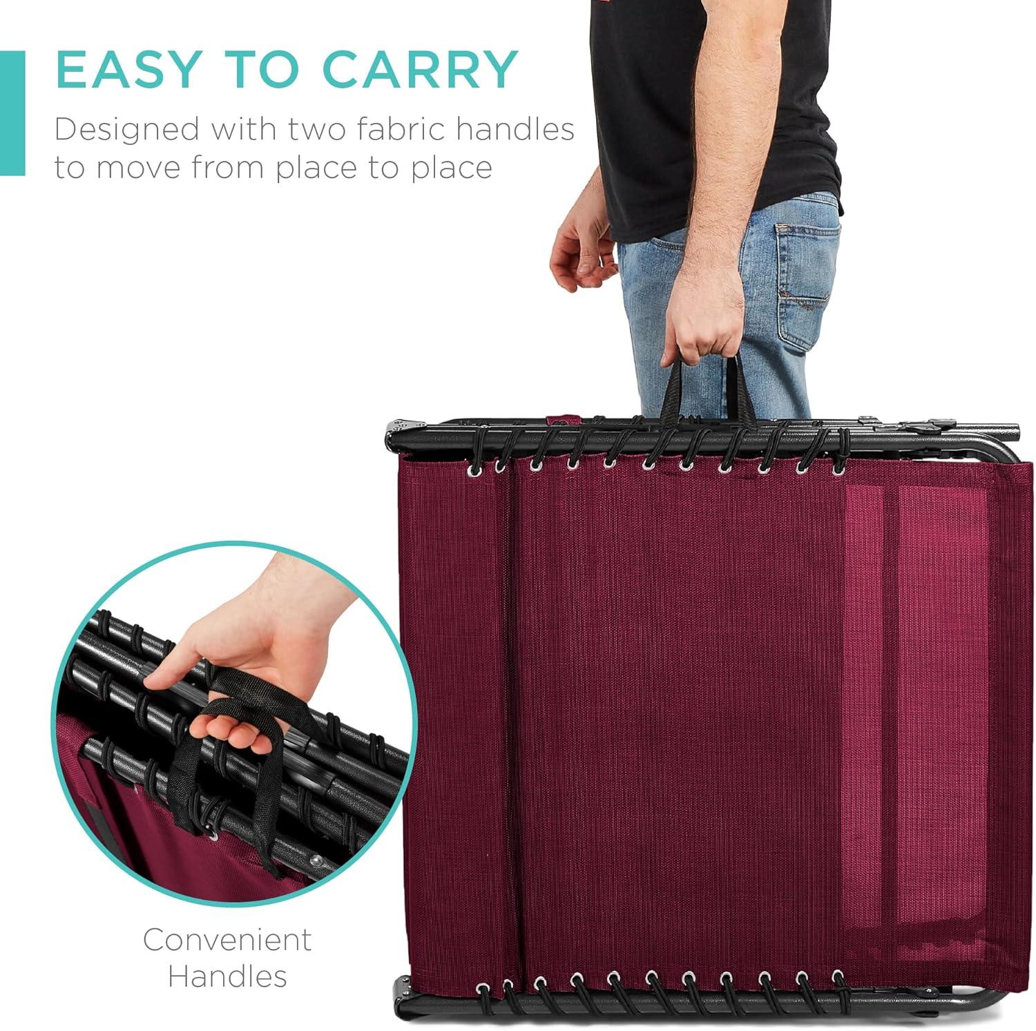 Best Choice Products Patio Chaise Lounge Chair, Outdoor Portable Adjustable Pool Recliner w/ Pillow - Wine Red