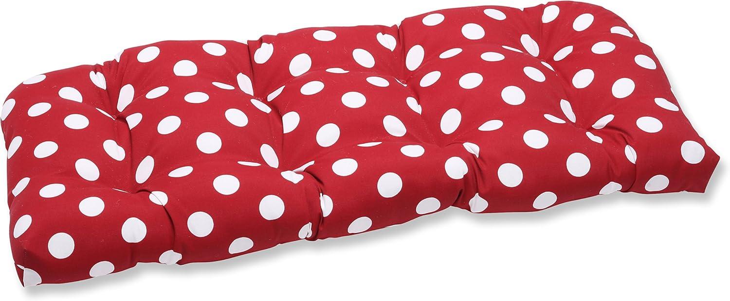 Polka Dot Outdoor Wicker Loveseat Cushion - Pillow Perfect