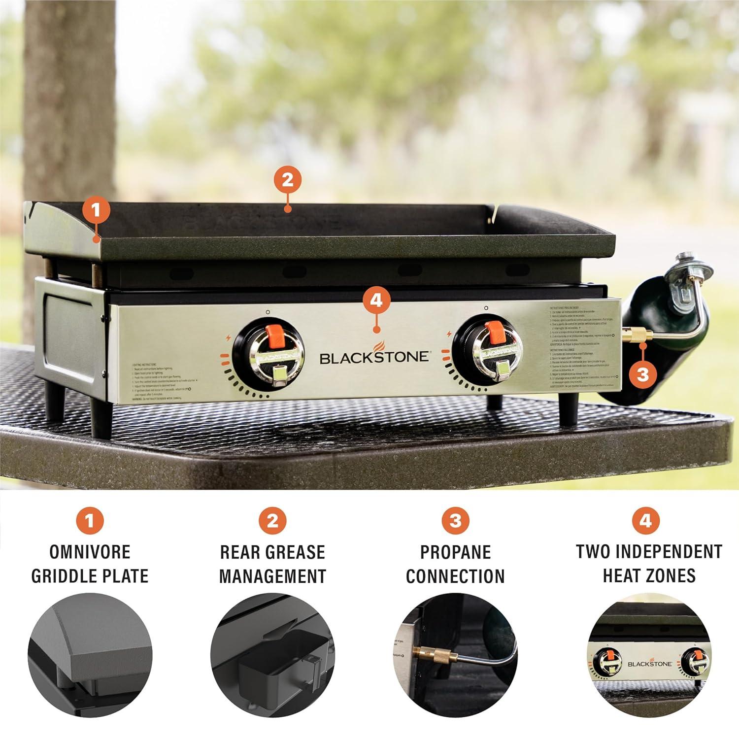 Blackstone 22" Original Omnivore Tabletop Griddle 2-Burner Liquid Propane Flat Top Grill
