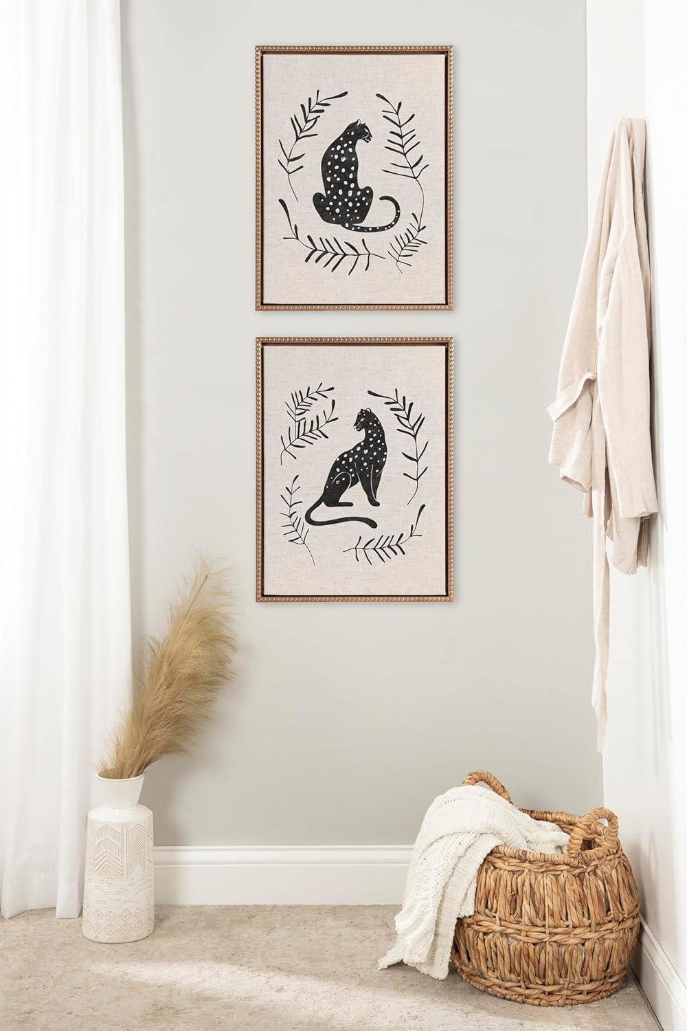 (Set of 2) 18"x24" Sylvie Beaded Jungle Black Bright Framed Canvas Arts by Alexander Ginzburg Gold - Kate & Laurel All Things Decor