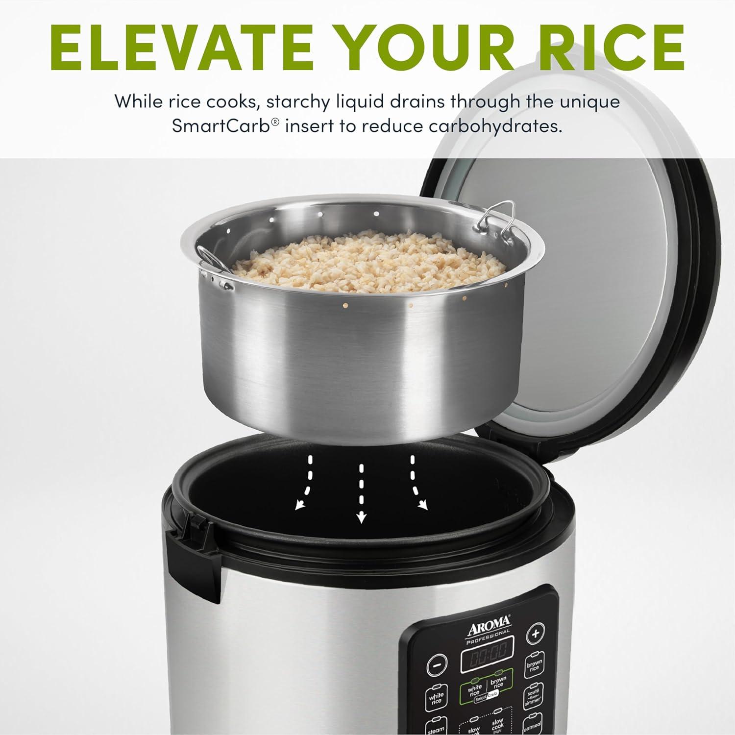 Aroma SmartCarb® 10-Cup (Uncooked) / 20-Cup (Cooked) Cool Touch Rice Cooker, Stainless Steel, 5 Qt & Reviews | Wayfair