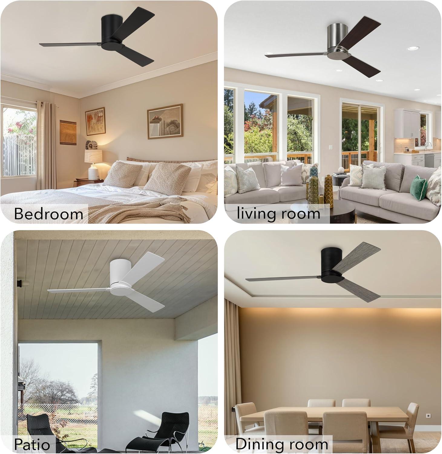 Matte White Low Profile Ceiling Fan with Remote and Lighting