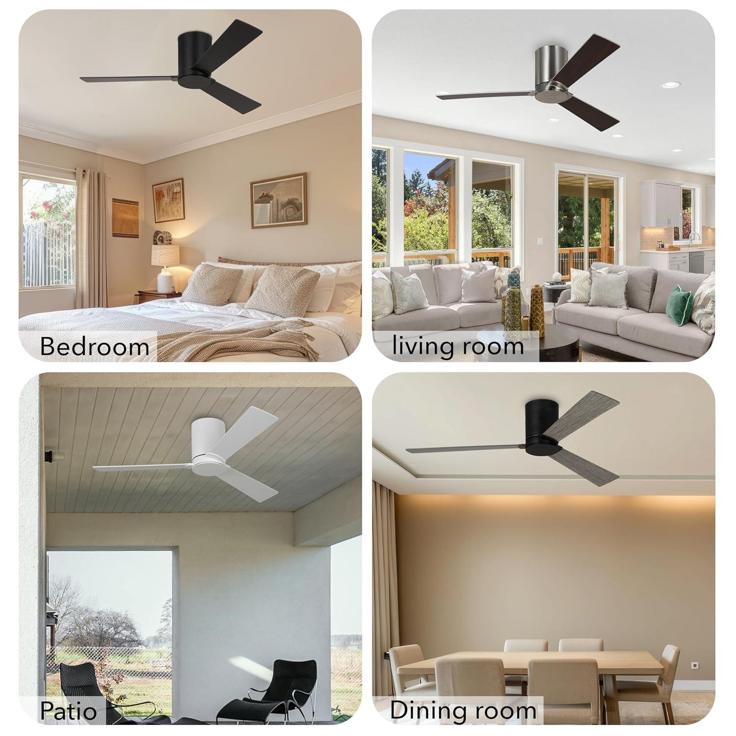 Brushed Steel 52" Ceiling Fan with Reversible Walnut Blades