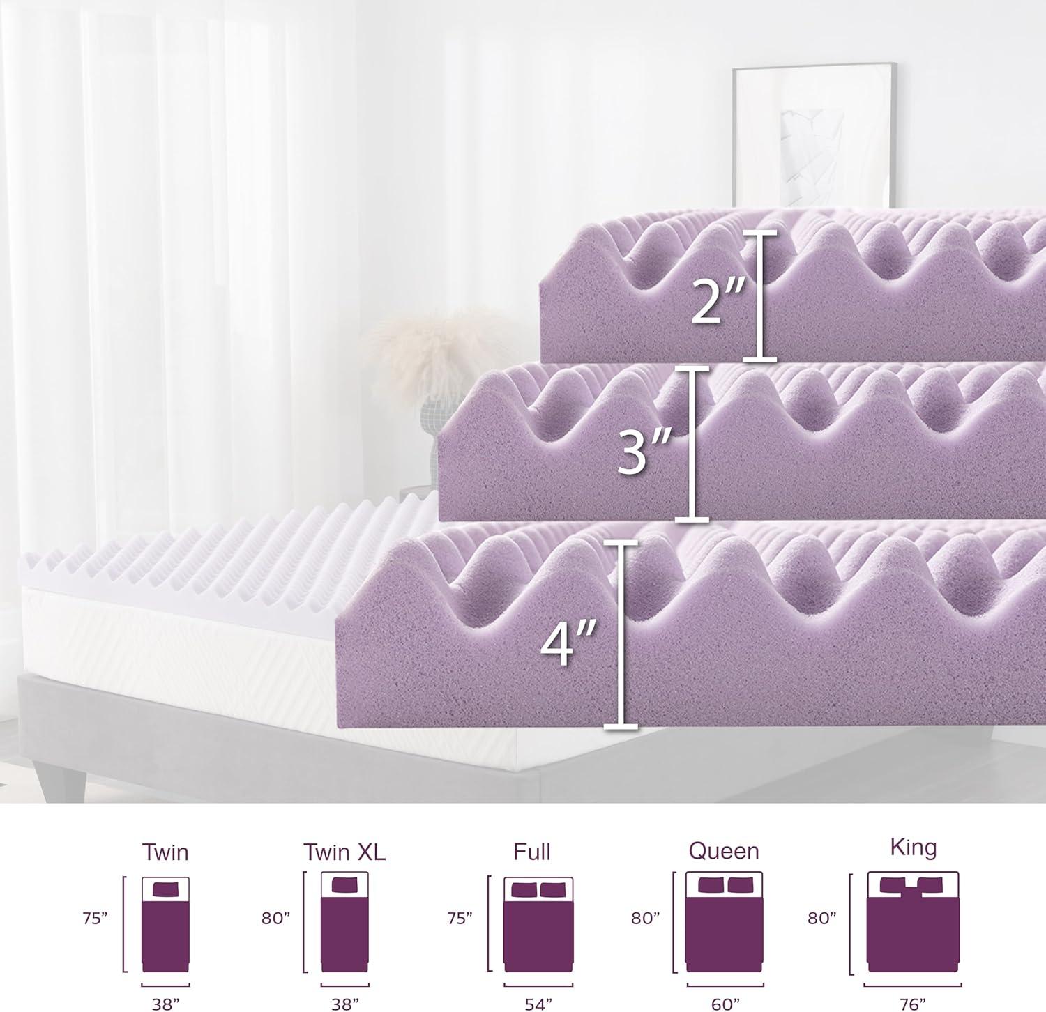 Twin Purple Gel Memory Foam Eggcrate Mattress Topper