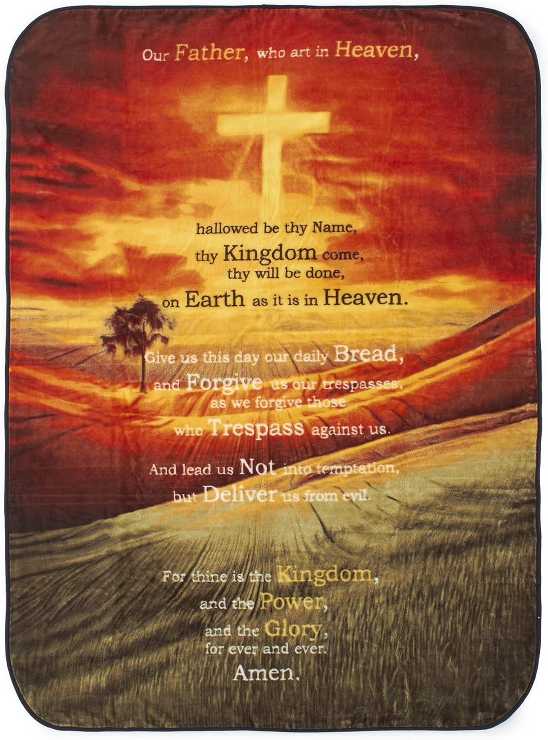 Oversized Plush Lords Prayer Electric Knitted Blanket