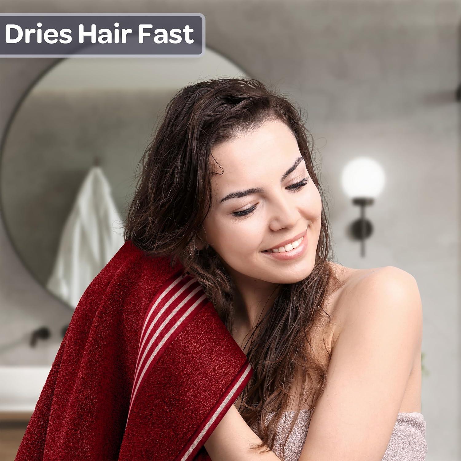 Lavish Home Luxury Cotton Bath Towels, Burgundy