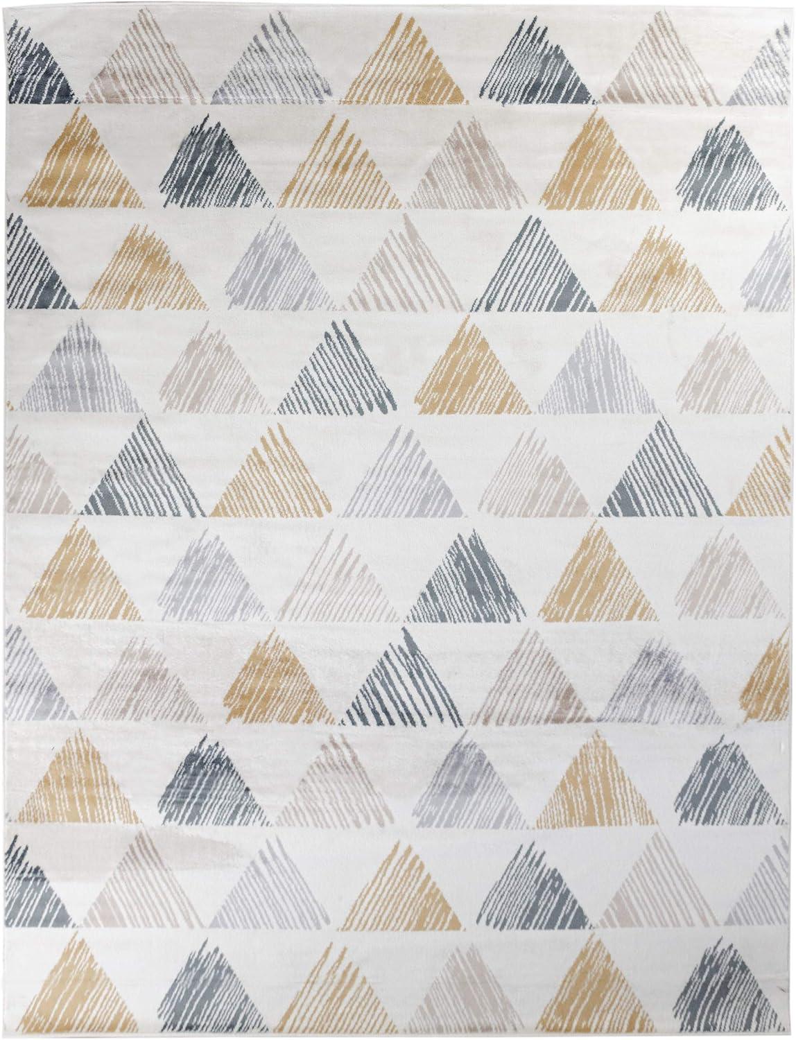 Superior Indoor Area Rug for Living/Dining/Family Room, Bedroom, Kitchen, Playroom, Durable Rug for Home and Office, On Tile & Carpet, Modern Geometric Casual, Adrija Collection - 8' x 10', Bone