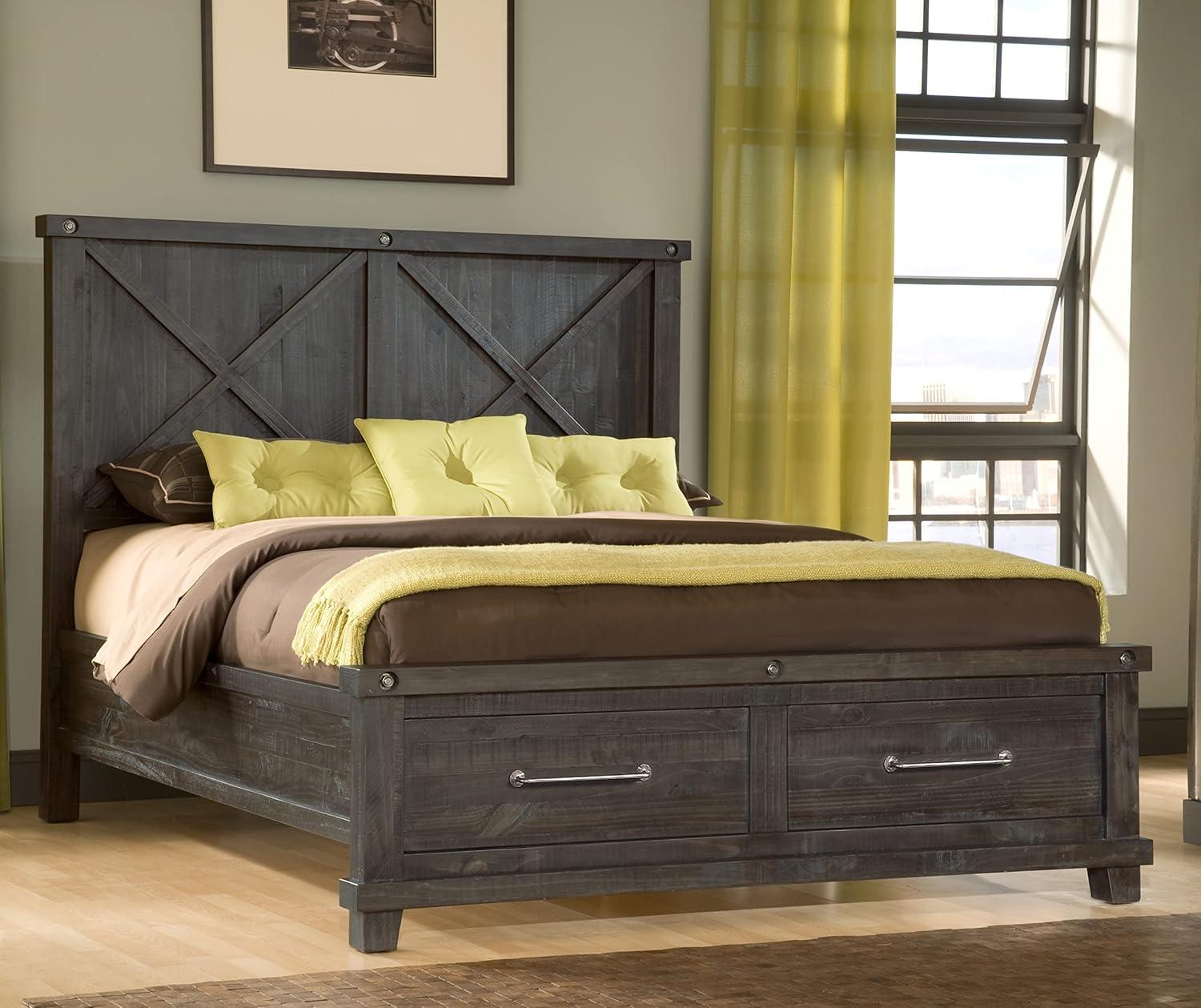 Yosemite Cafe Solid Wood Panel Storage Bed