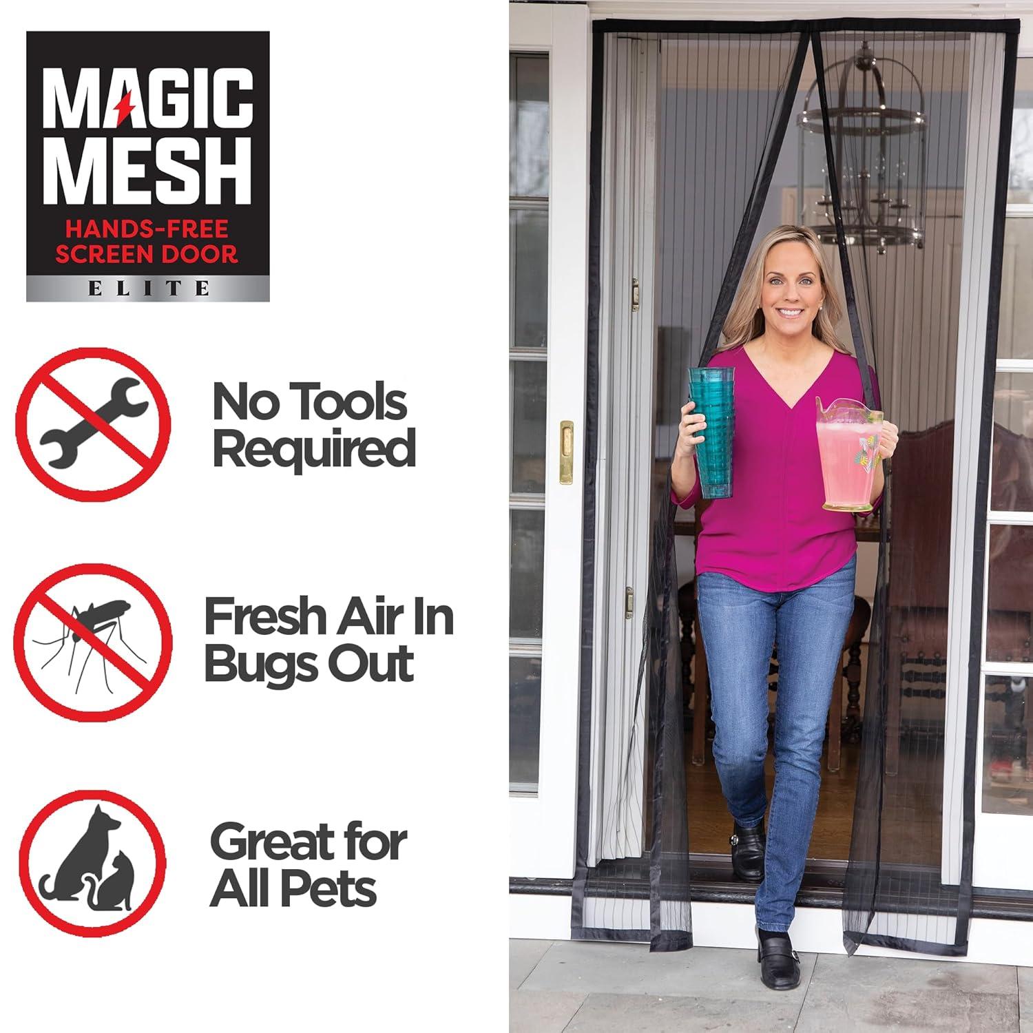 MAGIC MESH Screened Shelters Elite: Magnetic Doorway Screen, Polyester Canopy, Black, Easy Setup, 1 Door