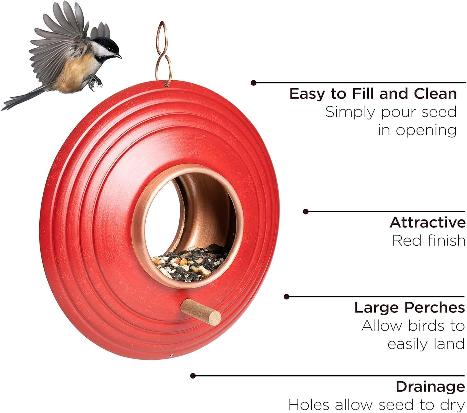 Mojave Copper and Red Hanging Fly-Thru Bird Feeder