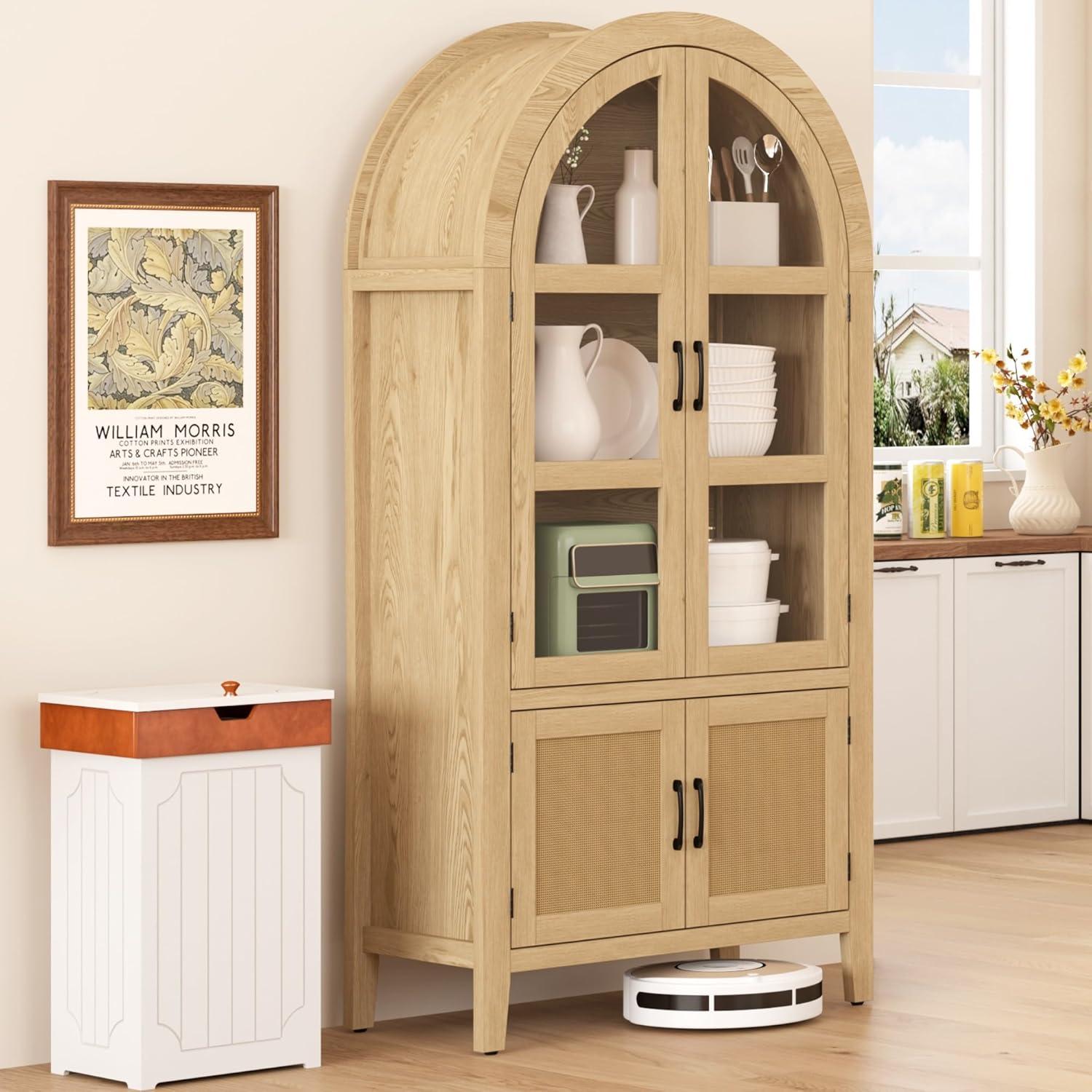 Latitude Run® HOMCOM 41" Modern Kitchen Pantry Freestanding Storage Cabinet With Double Doors Adjustable Shelves For Living Room - White
