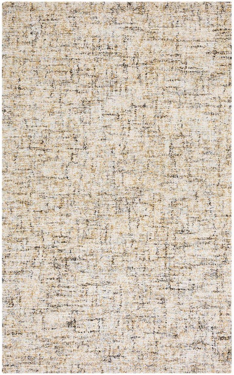 Beige and Gold Abstract Handmade Wool Area Rug