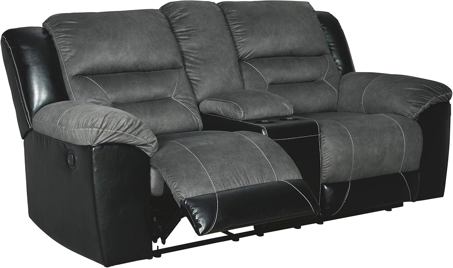 Signature Design by Ashley Earhart Reclining Loveseat with Console in Slate