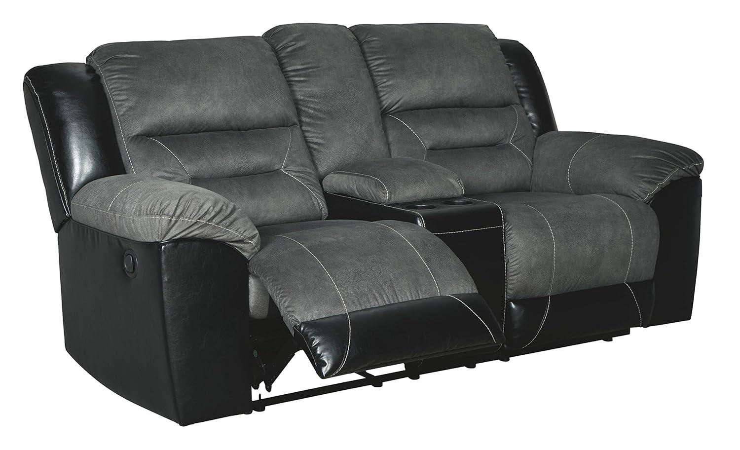 Signature Design by Ashley Earhart Reclining Loveseat with Console in Slate
