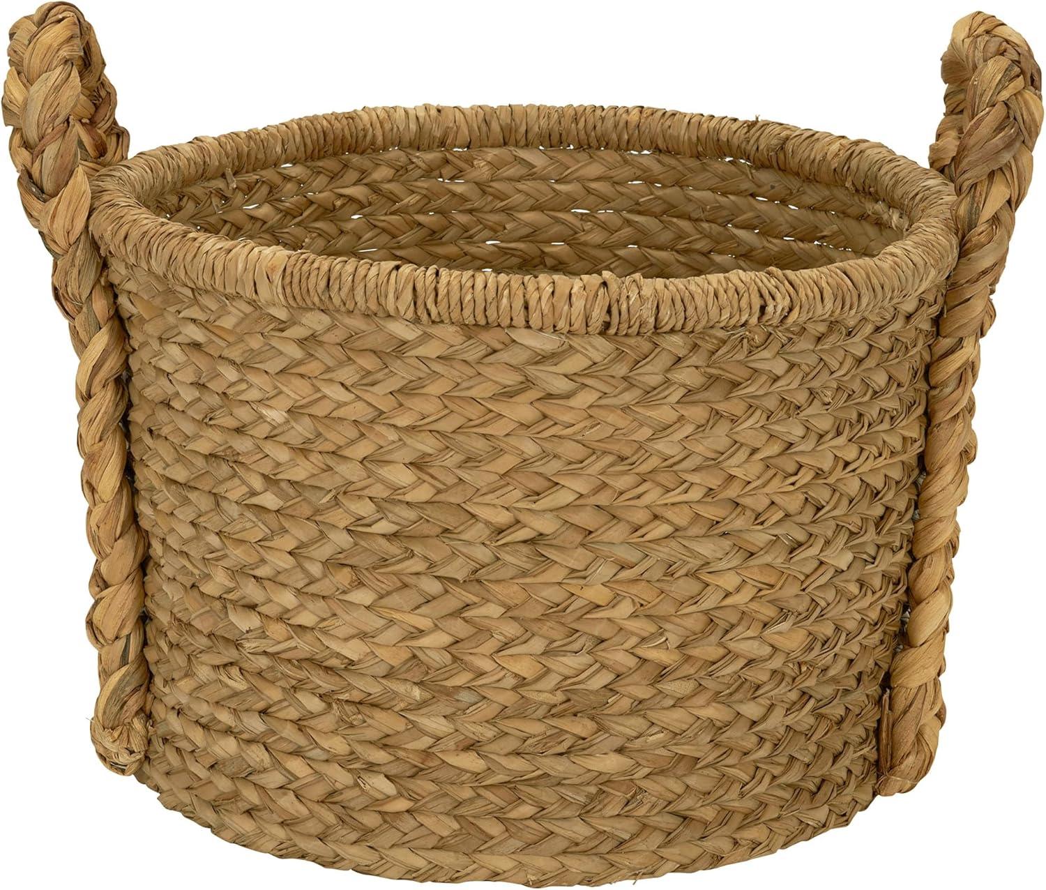 Household Essentials Large Wicker Floor Basket With Braided Handle