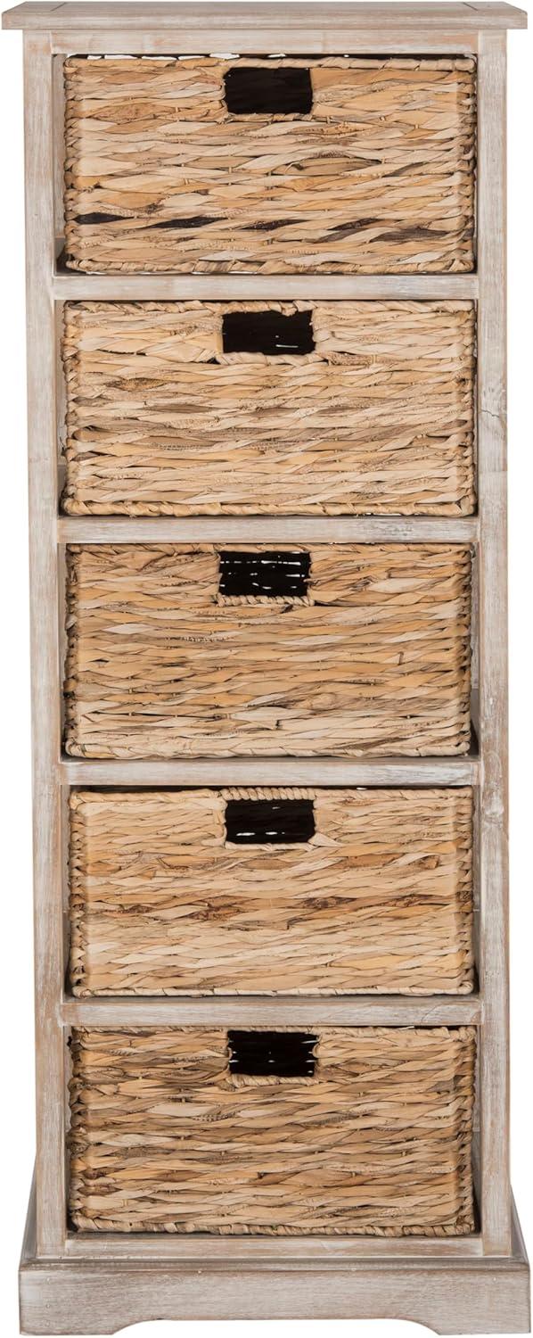Vedette 5 Wicker Basket Storage Tower - AMH5739 - White Wash - Safavieh Couture
