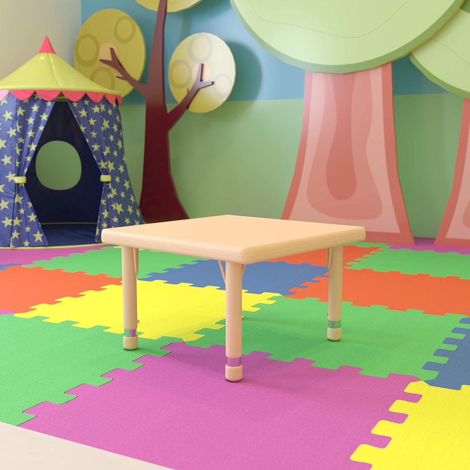 Green Adjustable Height Square Plastic Activity Table