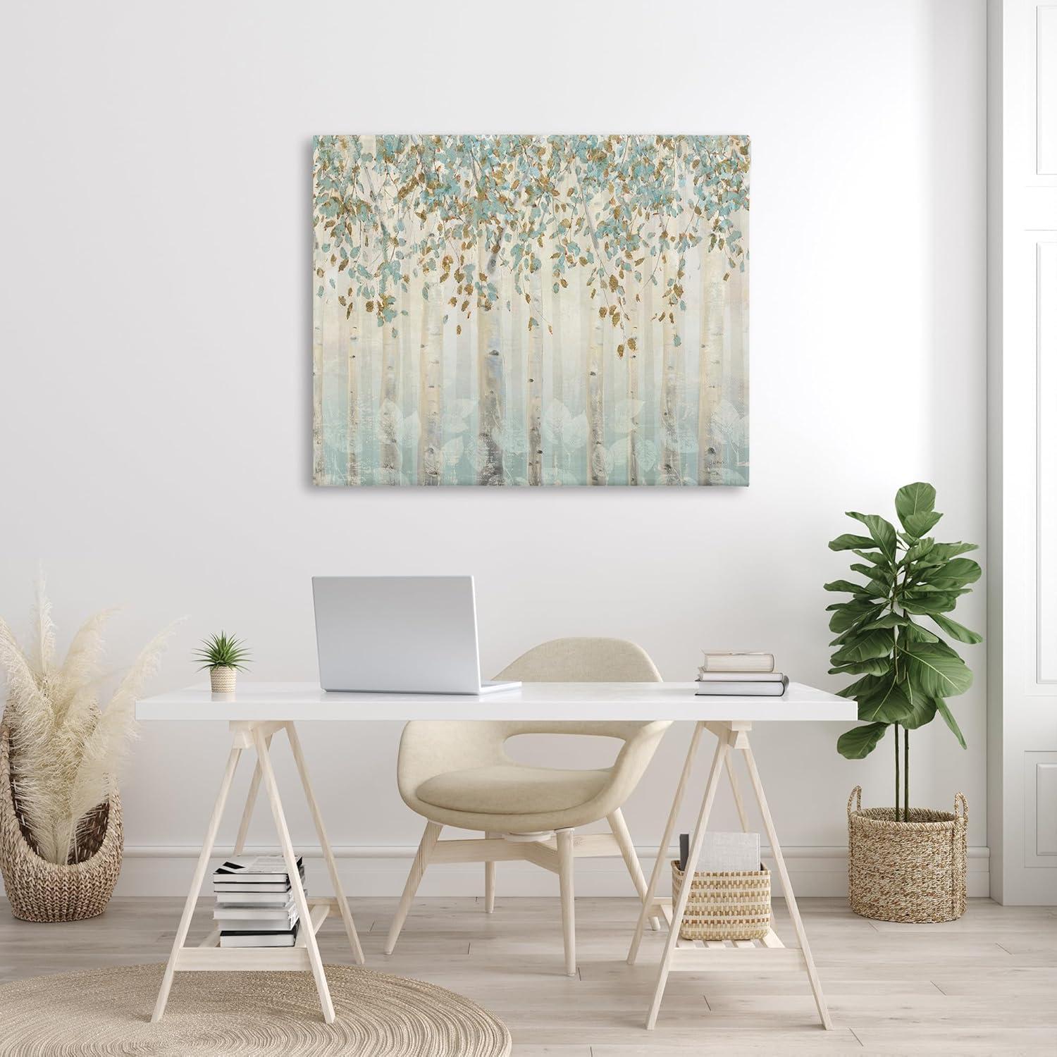 Stupell Industries Abstract Forest Leaves Trees Blue Tan Soft Painting Canvas Wall Art Design by James Wiens, 36" x 48"
