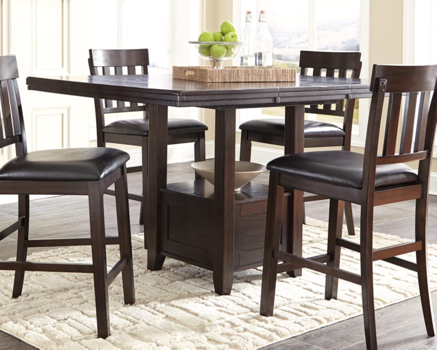 Counter Height Extendable Dining Table Dark Chestnut - Signature Design by Ashley: Removable Leaf, Seats 6, Wood Veneer