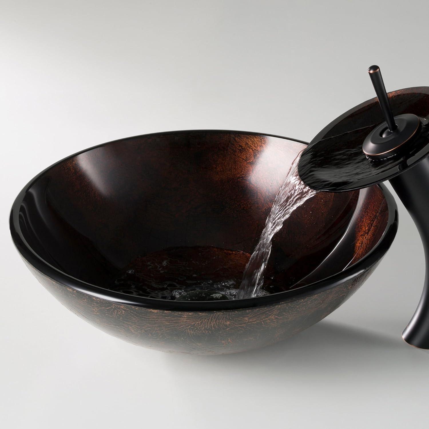 Copper Glass Circular Vessel Bathroom Sink