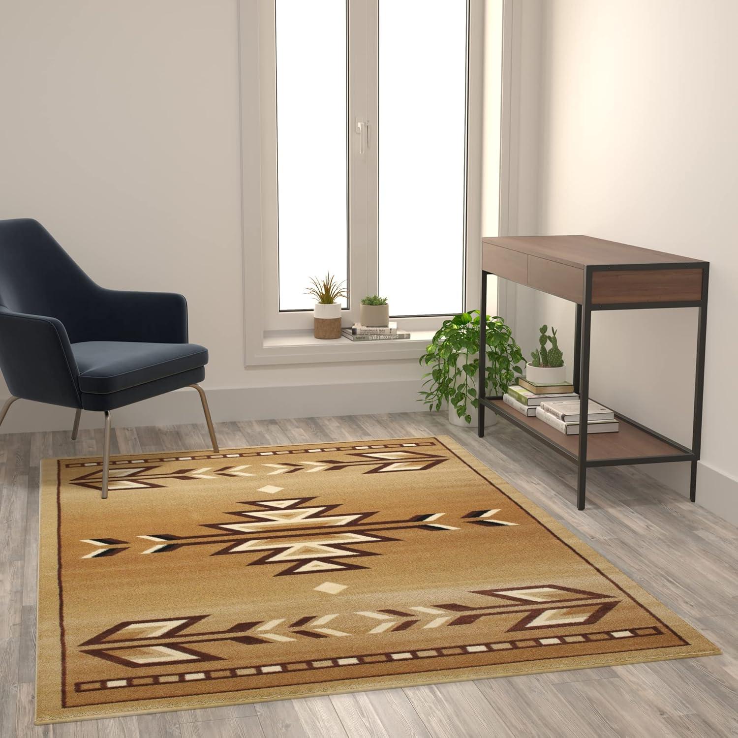 Flash Furniture Lodi Rectangular Southwestern Brown, Black Area Rug, 5' x 7'