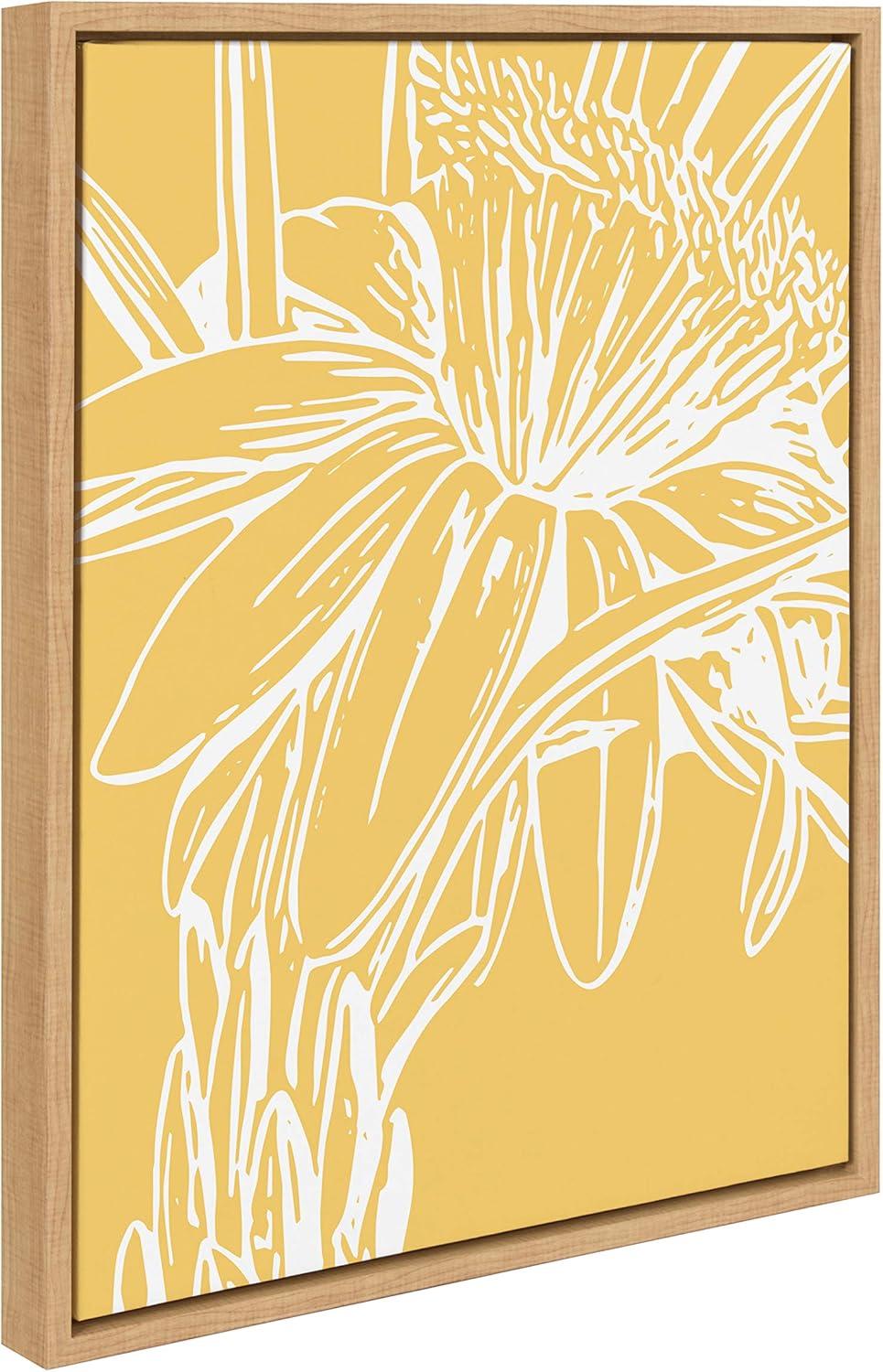 18" x 24" Sylvie Flower in Yellow Framed Wall Canvas by Apricot and Birch - Kate & Laurel All Things Decor