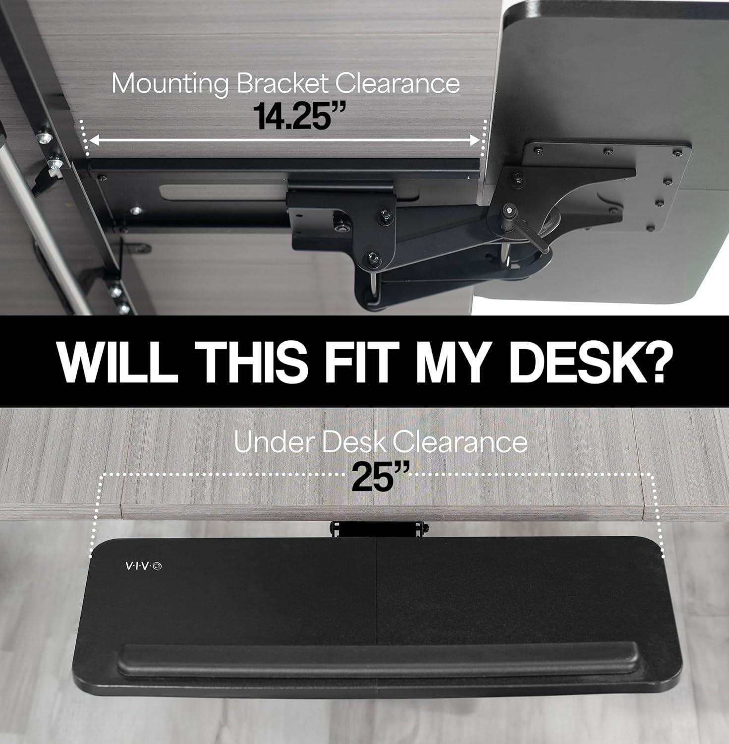 zhou yan jun Adjustable Computer Keyboard and Mouse Platform Tray, Ergonomic Under Table Desk Mount Drawer Underdesk Shelf, Dark Wood Top, Black Frame, MOUNT-KB03D