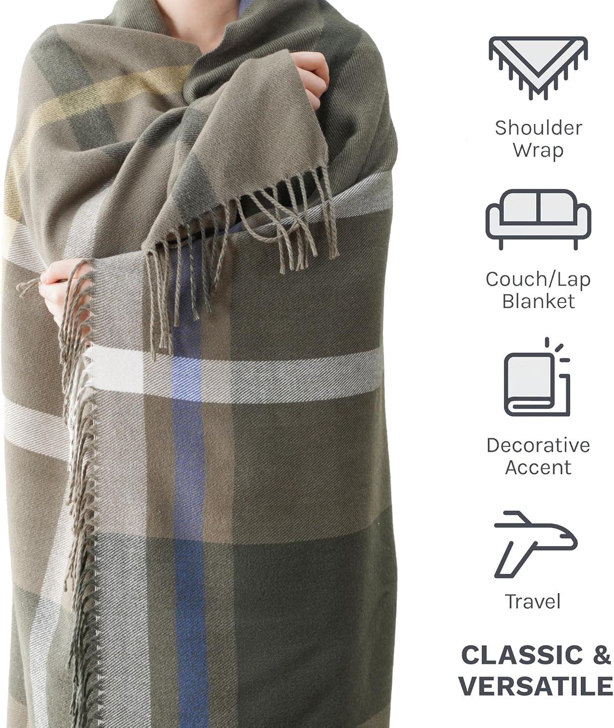 Battilo Classic Plaid Throw Blanket for Couch,Black&Beige,Buffalo Check Pattern Blanket for Picnic,50"x60"